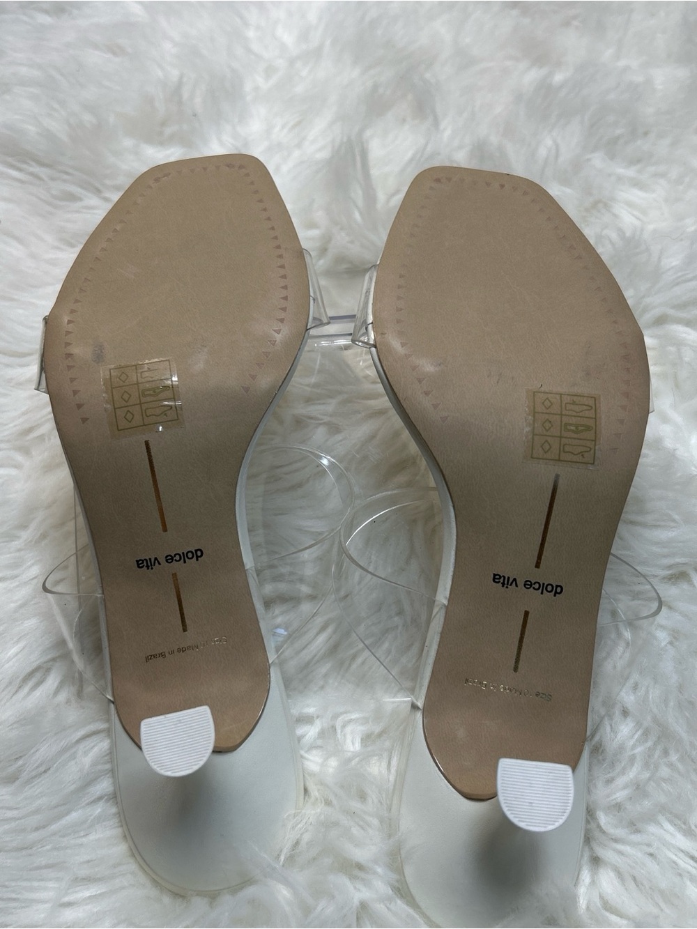 Dolce Vita White Mule Sandals with Clear Straps - Picture 6 of 8